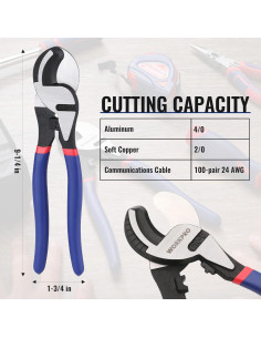 Cortador de Cable WORKPRO 23.5 cm Alta Palanca Acero 2