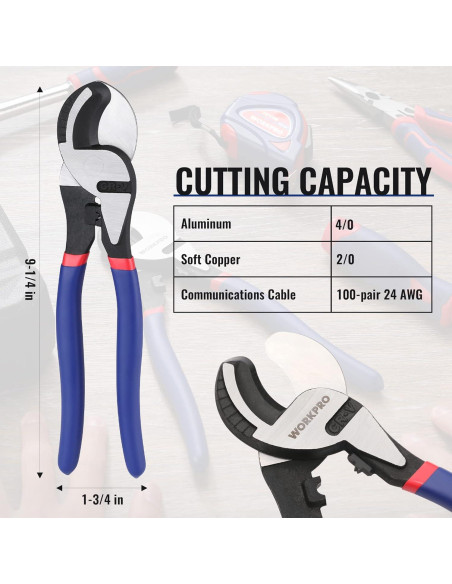 Cortador de Cable WORKPRO 23.5 cm Alta Palanca Acero