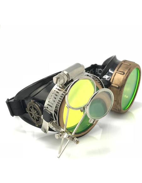 Gafas Steampunk UMBRELLALABORATORY con Lentes Verdes y Lupa Gafas Steampunk UMBRELLALABORATORY con Lentes Verdes y Lupa