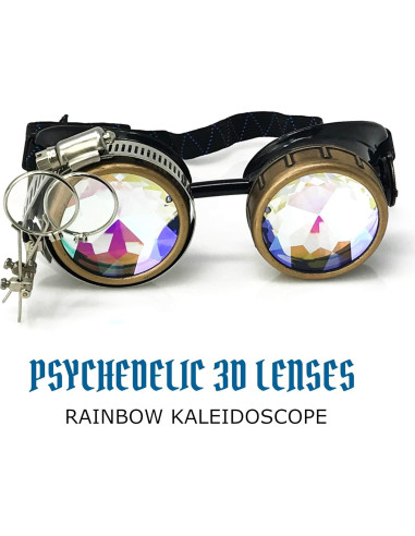 Gafas Steampunk UMBRELLALABORATORY con Lentes Kaleidoscopio