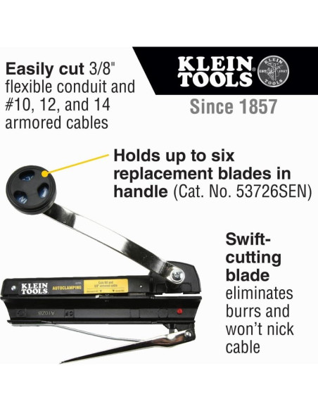 Cortador de Cable Blindado Klein Tools 53725 - Corta 9.5 mm