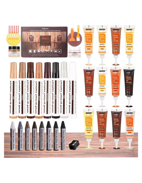 Kit de Reparación de Madera Lifreer 42 Piezas - Relleno y Marcadores