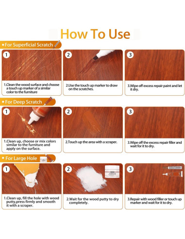 Kit de Reparación de Madera Lifreer 42 Piezas - Relleno y Marcadores