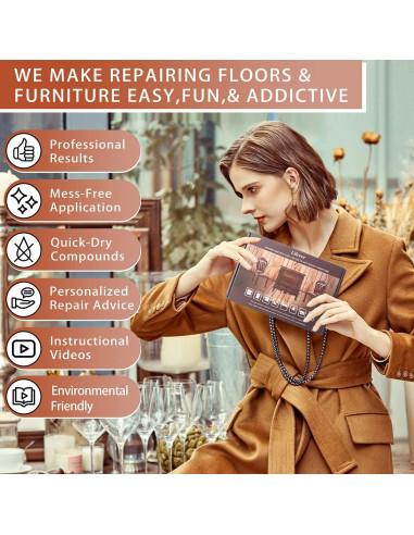 Kit de Reparación de Madera Lifreer 42 Piezas - Relleno y Marcadores