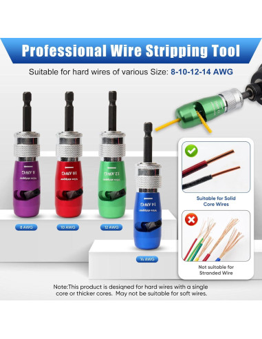 Destripador de Cables KiWALL 4PCS para Taladro AWG 10-14