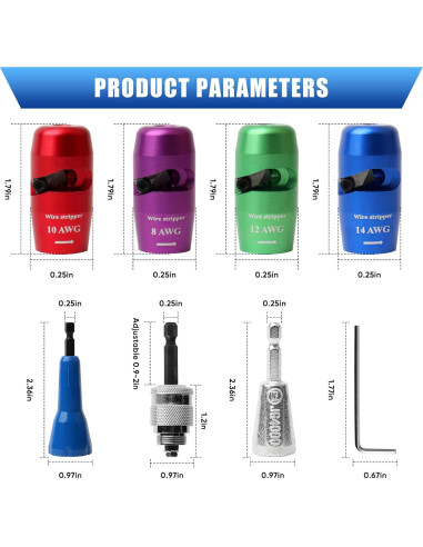 Destripador de Cables KiWALL 4PCS para Taladro AWG 10-14