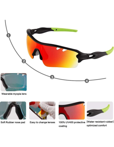 Gafas de sol deportivas BangLong con 5 lentes UV400