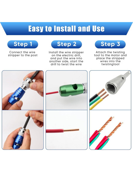 Destripador de Cables KiWALL 4PCS para Taladro AWG 10-14