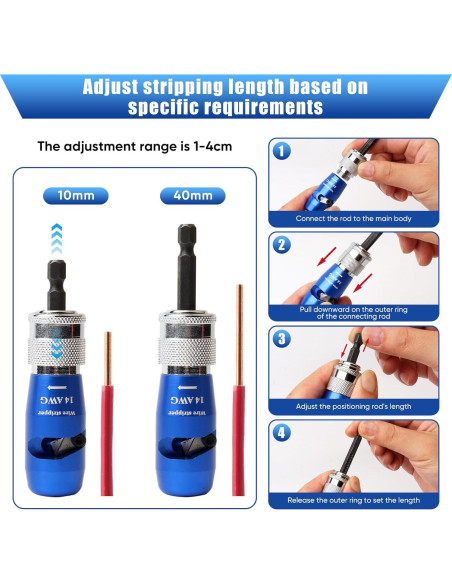 Destripador de Cables KiWALL 4PCS para Taladro AWG 10-14