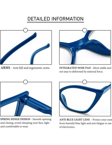 Gafas de lectura DXYXYO ojo de gato 3 pares anti luz azul