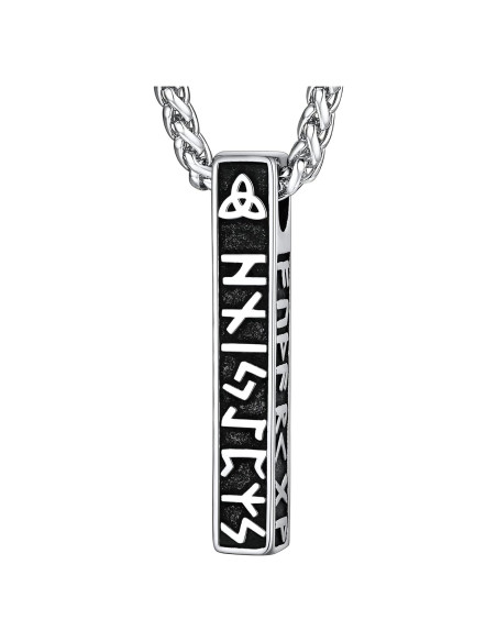 Collar de Runas Vikingas Norse FaithHeart Acero Inoxidable 40-81 cm