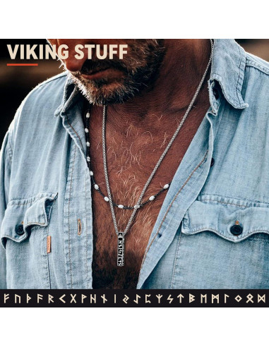 Collar de Runas Vikingas Norse FaithHeart Acero Inoxidable 40-81 cm