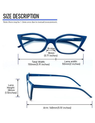 Gafas de lectura DXYXYO ojo de gato 3 pares anti luz azul