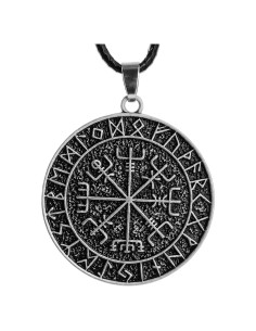 Collar Vikingo Vegvisir para Hombres en Plata Antigua - 45.72 cm