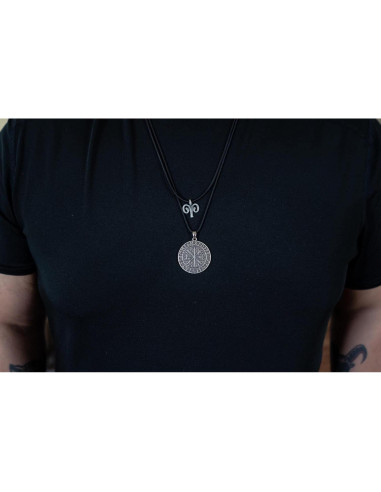 Collar Vikingo Vegvisir para Hombres en Plata Antigua - 45.72 cm