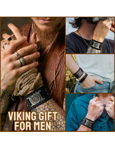 12 Pcs Pulseras Vikingas y Collares Nórdicos para Adultos 2