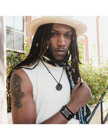 12 Pcs Pulseras Vikingas y Collares Nórdicos para Adultos