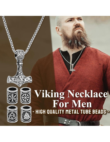 12 Pcs Pulseras Vikingas y Collares Nórdicos para Adultos