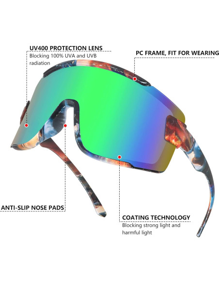 Gafas de Ciclismo FEISEDY B2944 UV400 Verde Espejado