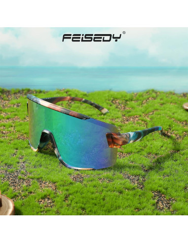 Gafas de Ciclismo FEISEDY B2944 UV400 Verde Espejado