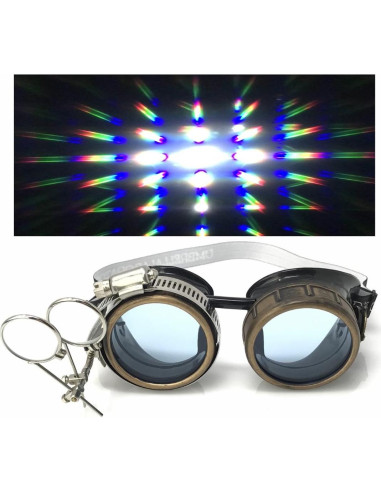 Gafas Steampunk UMBRELLALABORATORY con Lentes Neón 3D