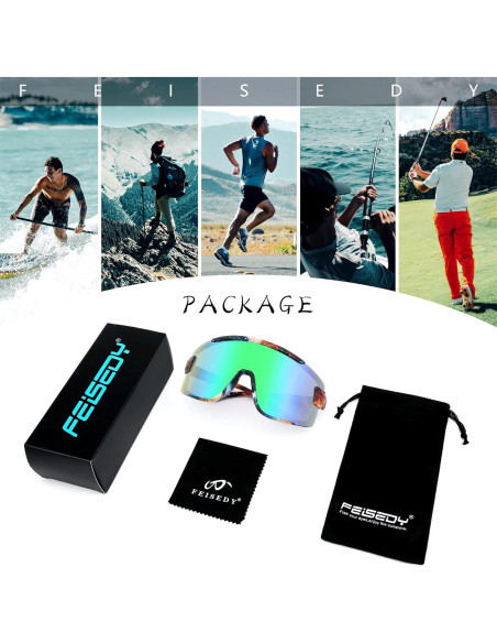 Gafas de Ciclismo FEISEDY B2944 UV400 Verde Espejado