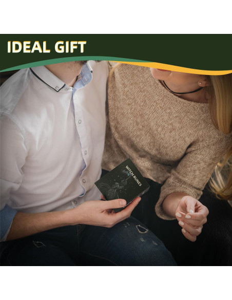 Conjunto de Runas Verdes Tirmanaz con Libro y Bolsa de Terciopelo