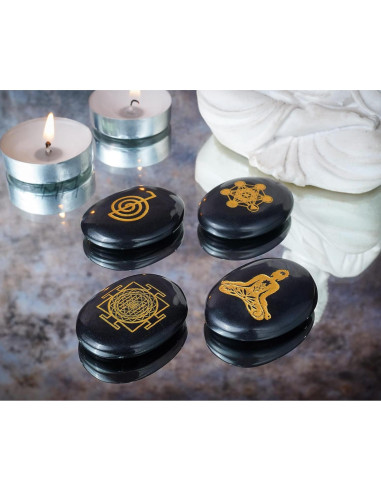 Juego de Piedras Rúnicas de Ágata Negra y Reiki - 29 Pcs