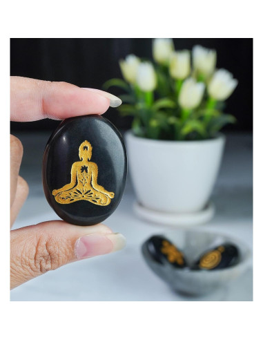 Juego de Piedras Rúnicas de Ágata Negra y Reiki - 29 Pcs