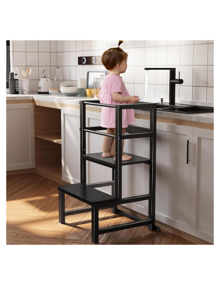 Escalera de Cocina para Niños INNOD SS-001 Ajustable Negro