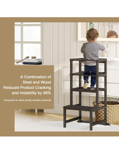 Escalera de Cocina para Niños INNOD SS-001 Ajustable Negro