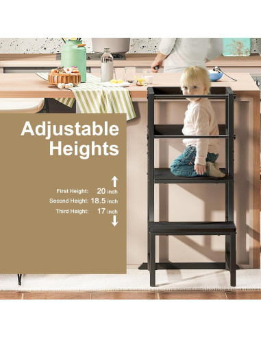 Escalera de Cocina para Niños INNOD SS-001 Ajustable Negro