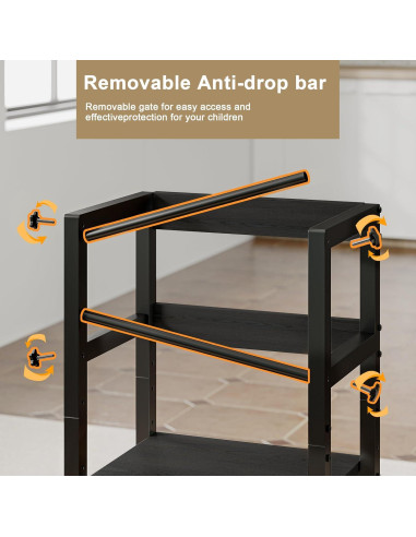 Escalera de Cocina para Niños INNOD SS-001 Ajustable Negro