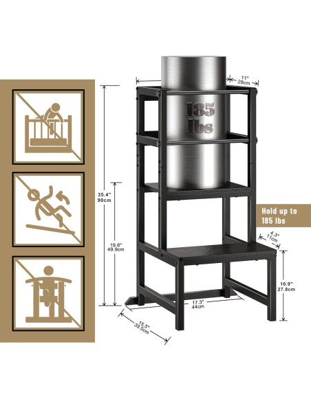 Escalera de Cocina para Niños INNOD SS-001 Ajustable Negro