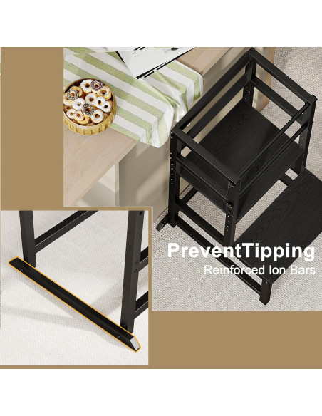 Escalera de Cocina para Niños INNOD SS-001 Ajustable Negro