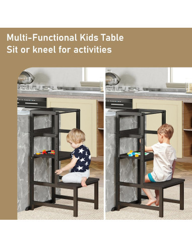 Escalera de Cocina para Niños INNOD SS-001 Ajustable Negro