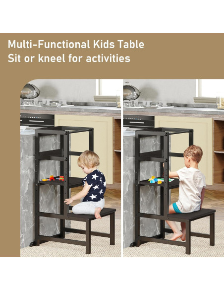 Escalera de Cocina para Niños INNOD SS-001 Ajustable Negro