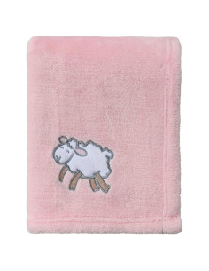 Manta de Felpa CREVENT 76x102 cm Rosa Oveja para Bebé