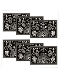 Juego de 6 Manteles Vikingos Negros WADORN 45x30 cm Lavables