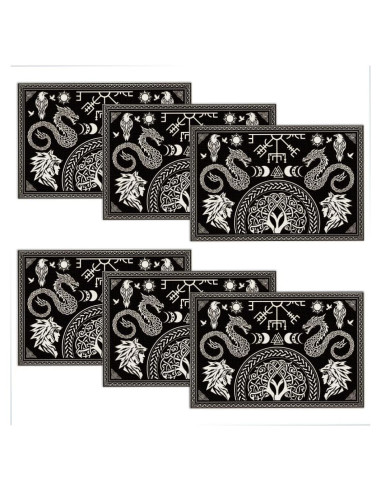 Juego de 6 Manteles Vikingos Negros WADORN 45x30 cm Lavables