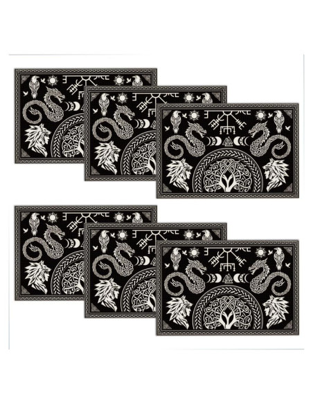 Juego de 6 Manteles Vikingos Negros WADORN 45x30 cm Lavables
