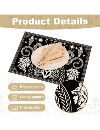 Juego de 6 Manteles Vikingos Negros WADORN 45x30 cm Lavables