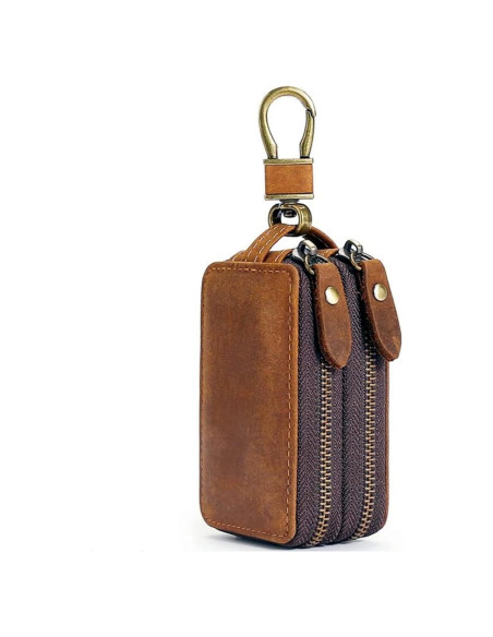 Funda de Llave de Coche de Cuero Crazy Horse Marrón - Compacta y Unisex