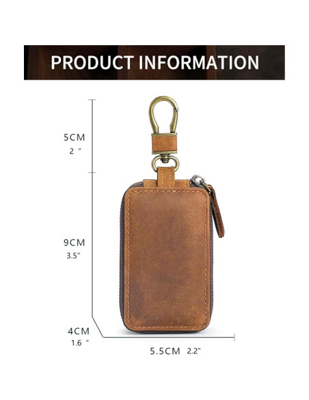 Funda de Llave de Coche de Cuero Crazy Horse Marrón - Compacta y Unisex