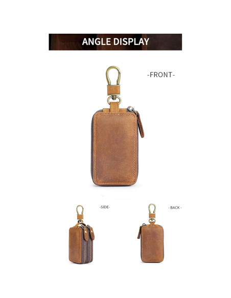 Funda de Llave de Coche de Cuero Crazy Horse Marrón - Compacta y Unisex