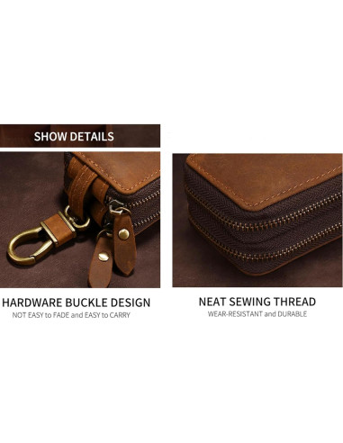 Funda de Llave de Coche de Cuero Crazy Horse Marrón - Compacta y Unisex