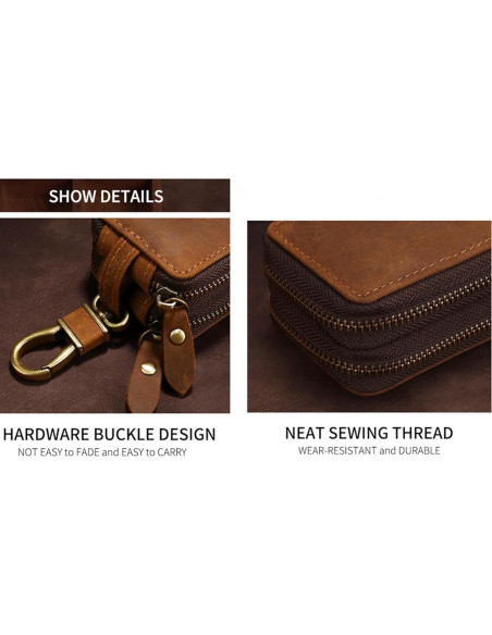 Funda de Llave de Coche de Cuero Crazy Horse Marrón - Compacta y Unisex