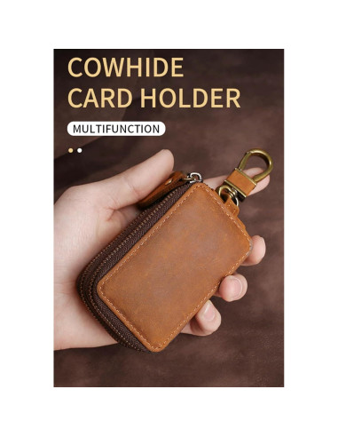 Funda de Llave de Coche de Cuero Crazy Horse Marrón - Compacta y Unisex