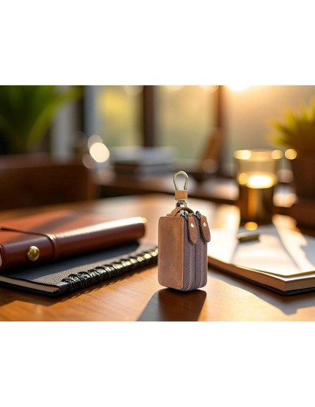 Funda de Llave de Coche de Cuero Crazy Horse Marrón - Compacta y Unisex