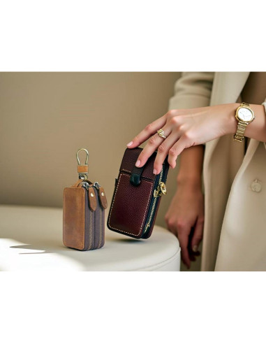 Funda de Llave de Coche de Cuero Crazy Horse Marrón - Compacta y Unisex
